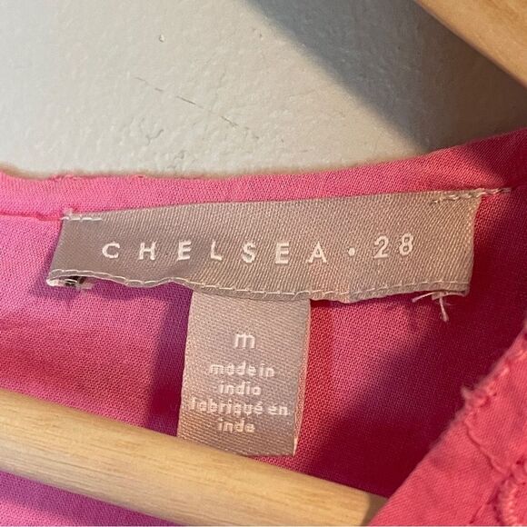 CHELSEA28 Eyelet Embroidered Cutout Bracelet Sleeve Midi Dress Pink SIZE M - Picture 9 of 11